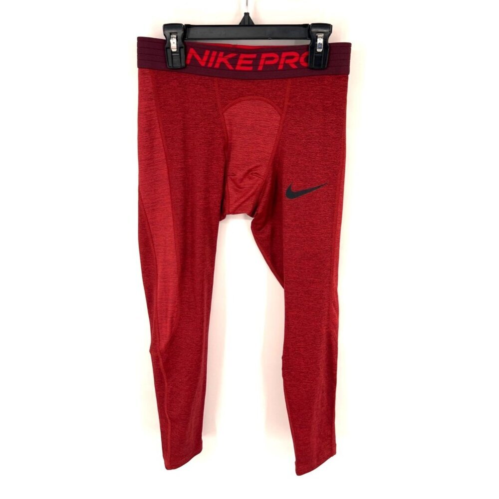 Nike Pro Mens Compression Tights Size Small Red Athletic Leggings